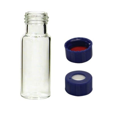 Chromatography Research Supplies 1.8 mL, 9 mm Clr Combo Pk, Non-Slit Seal, Bonded, PTFE/Sil, Red/White w/cert.(100/pk)